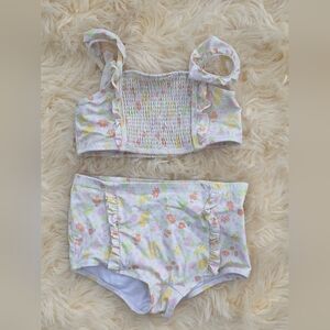 Janie and Jack Pastel Floral Two-Piece Swim Set - Pink & Yellow
